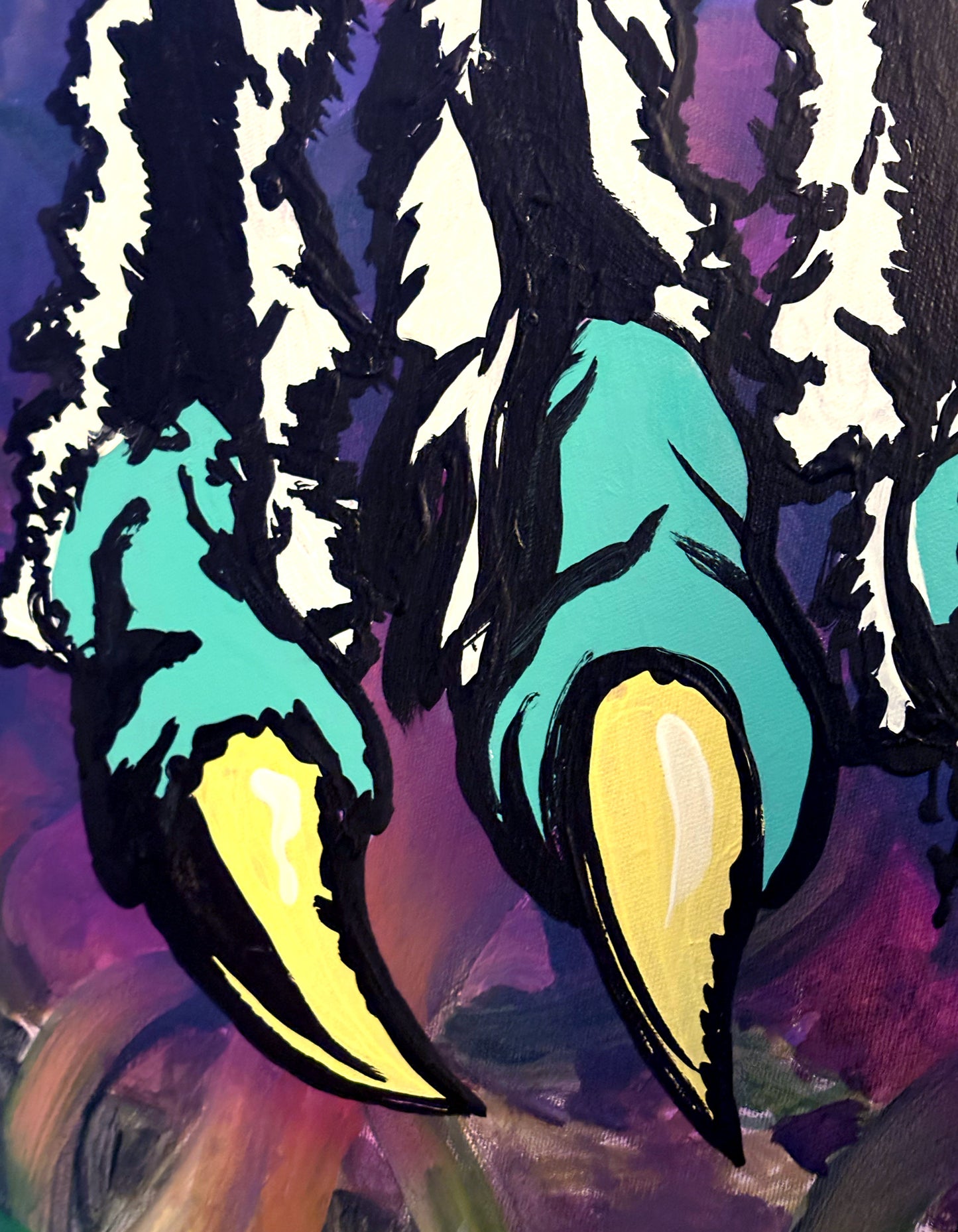 Cartoon Claws Rudely Interrupting a Serious Painting