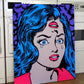 Retro vintage classic comics inspired pop art painting Marie Nolan Art for sale in a laudromat. Artwork by the real Jeff Nolan & Marie Nolan of Palm Treat.
