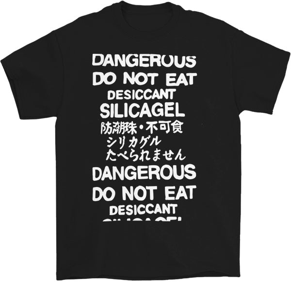 do not eat desiccant silica gel dangerous t-shirt in black by palm treat