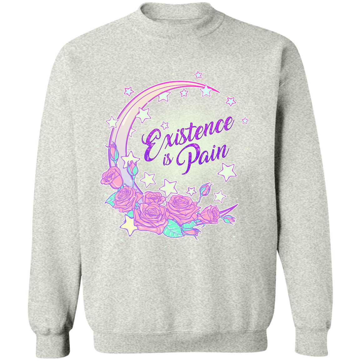 Existence is Pain Crewneck Sweatshirt by palm-treat.myshopify.com for sale online now - the latest Vaporwave &amp; Soft Grunge Clothing