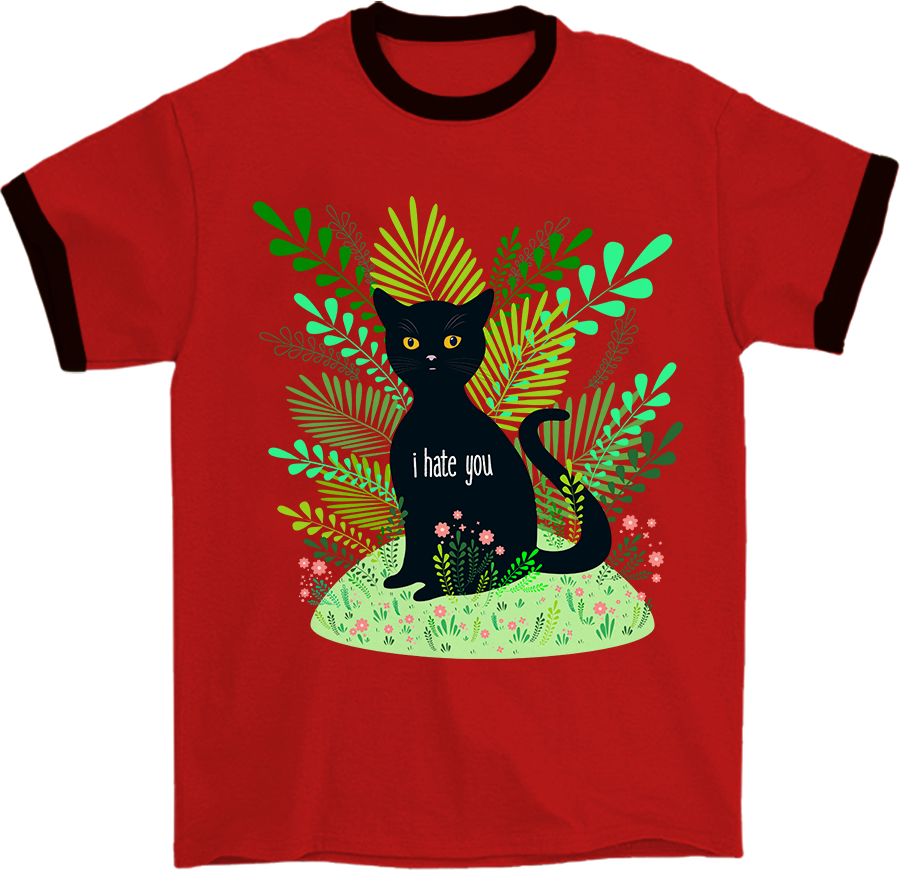 I Hate You Cat Ringer T-Shirt
